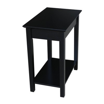 Elegant Black Solid Wood Narrow End Table with Storage