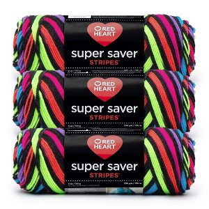 Red Heart Super Saver Yarn 3 Pack-Neon Stripes - 1 of 4