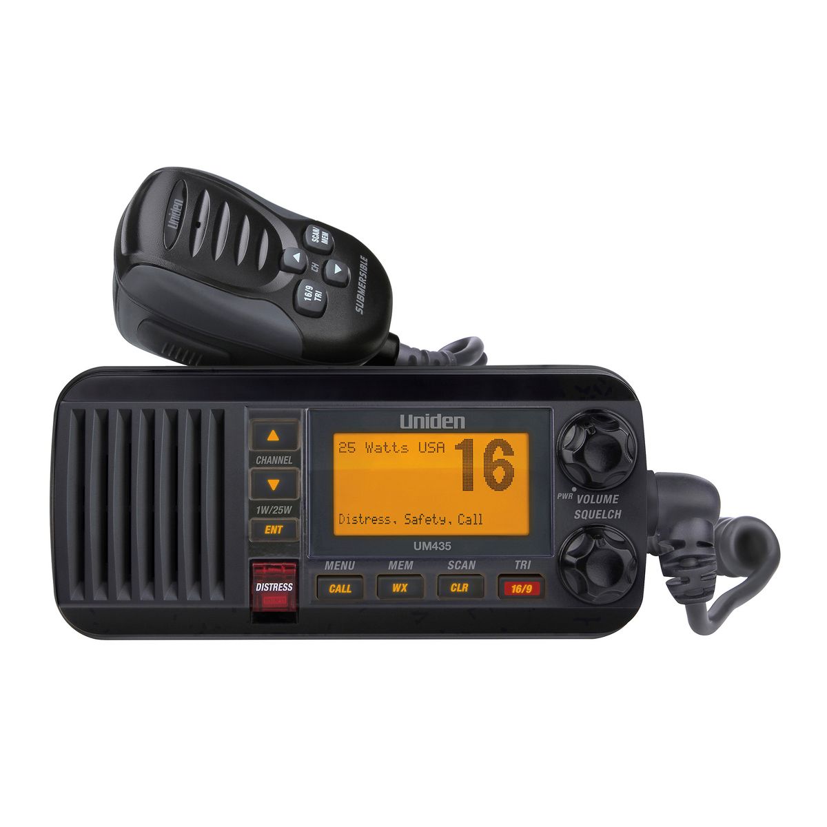 Uniden® 25-Watt Fixed-Mount VHF Marine Radio with DSC, UM435, Black in Black - thumbnail 3