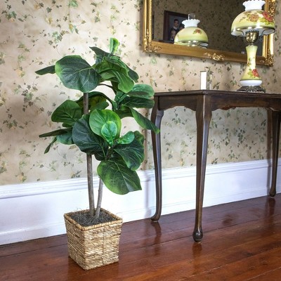 Eternal Green 39" Faux Fig Tree in Dark Wood Basket