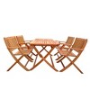 Foldable Patio Dining Set, 4 Folding Chairs & 1 Dining Table, Indoor and outdoor universal,Teak - 2 of 4