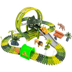 5 Star Super Deals Magical Zoo Twisting Race Car Track -Tunnel, Bridge, Loop Flexible Bending Tracks w/  Race Track Slot Car Toy - ( Totals 144 pcs ) - 1 of 4
