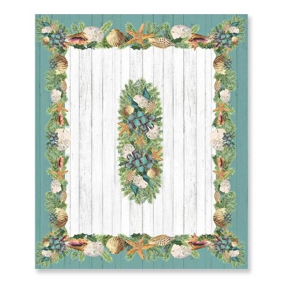 Christmas by the Sea Blue and Green Polyester Tablecloth