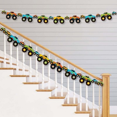 Big Dot of Happiness Smash and Crash - Monster Truck - Boy Birthday Party DIY Decorations - Clothespin Garland Banner - 44 Pieces