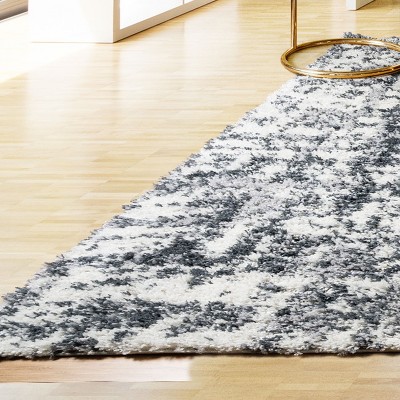 Gray and White Abstract Tufted Shag Area Rug 5' x 7'