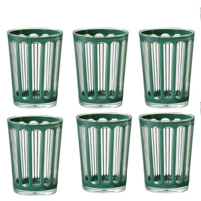 TAG Villa 22 oz Green Acrylic Double Old Fashion DOF BPA-Free, Dishwasher Safe, Durable Drinkware Set of 6