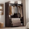 TIRAMISUBEST Open Wooden Wardrobe - Mobile Storage Cabinet with Locking Wheels & Adjustable Shelf | Modern Closet Organizer for Bedroom - 2 of 4