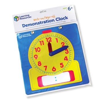 Learning Resources Write & Wipe Demonstration Clock, Easy-to-Read, 12" Square Clock, Ages 6+