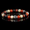 Crucible Men's Skull with Onyx, Labradorite, Tiger Eye and Agate Stones Stretch Bracelet (8mm) - 3 of 4