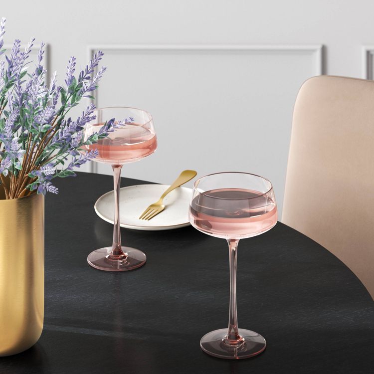 9.8oz Cocktail Coupe Glass Pink - Threshold™: Martini & Cocktail Glass ...