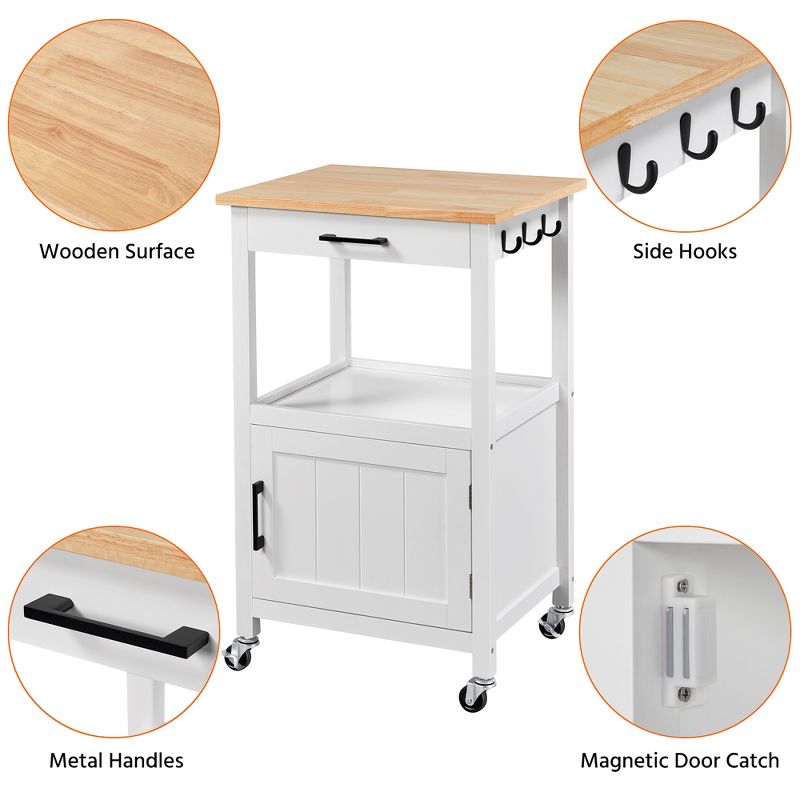 Yaheetech Rolling Kitchen Island Trolley Cart with Open Shelf and Storage Cabinet, 5 of 11
