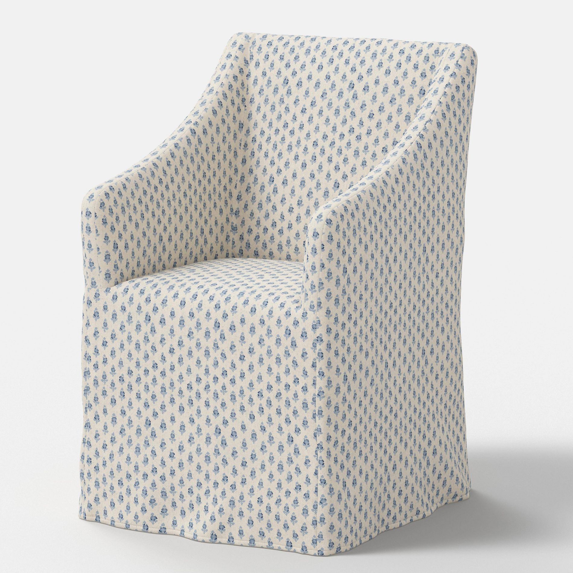 Sloped Arm Slipcovered Dining Chair Bagru Block Blue - Threshold™