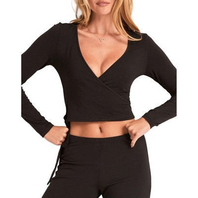 Adore Me Women's Jersey Ballet Wrap Long Sleeve Lounge