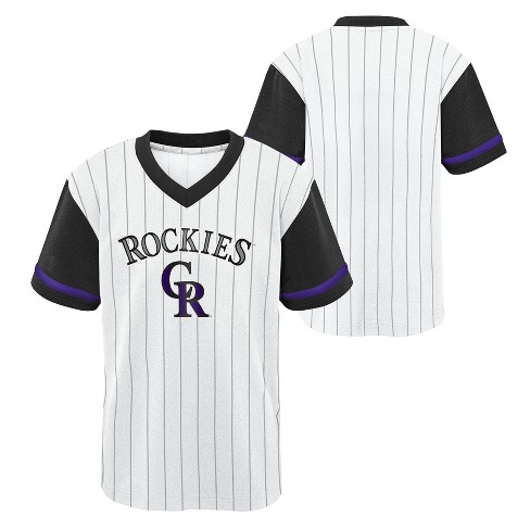 MLB Colorado Rockies Boys' White Pinstripe Pullover Jersey - XS