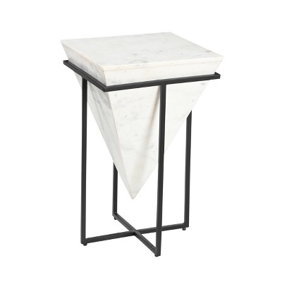 Treasure Trove Accents Accent Table Hyperion White/Black: Marble Top, Iron Frame, No Assembly Required