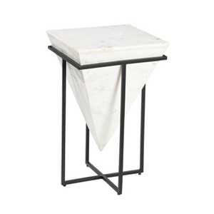 Treasure Trove Accents Accent Table Hyperion White/Black: Marble Top, Iron Frame, No Assembly Required - 1 of 4