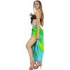 LA LEELA Women's Summer Beach Bikini Wraps Sarong Cover up Wrap Skirt Swimsuit Swimwear Cover Ups for Womens One Size Green, Tie Dye Design - 4 of 4