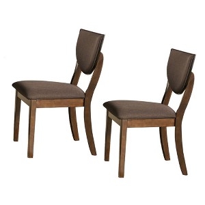 Simple Relax Set of 2 Upholstered Dining Chairs with Sloped Backrest in Walnut and Dark Chocolate - 1 of 4