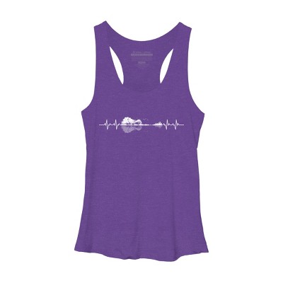Women's Design By Humans Nature Guitar Heart Beat By Maryedenoa Racerback Tank Top