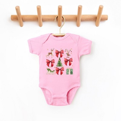 The Juniper Shop Coquette Christmas Collage Baby Bodysuit - Newborn - Pink