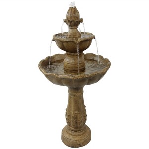 Sunnydaze 38"H Electric Resin 2-Tier Blooming Flower Outdoor Water Feature - 1 of 4