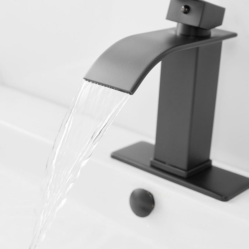 BWE Waterfall Single Handle Single Hole Bathroom Faucet Bathroom Vanity Sink Faucet in Matte Black, 4 of 8