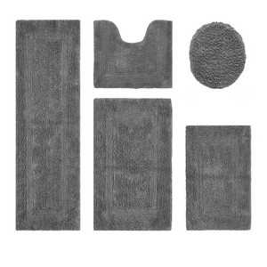 Lux Premium 100% Cotton Tufted Solid Reversible 5 PC Bath Rug Set – Ultra-Soft, Water-Absorbent, Durable, Machine Washable Bathroom Rug - 1 of 4