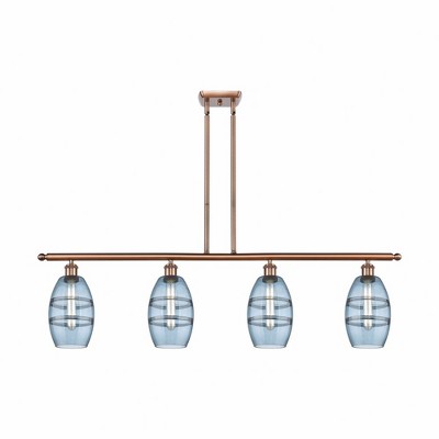 Vaz - 4 Light Stem Hung Island In Industrial Style-8.63 Inches Tall and 48 Inches Wide
