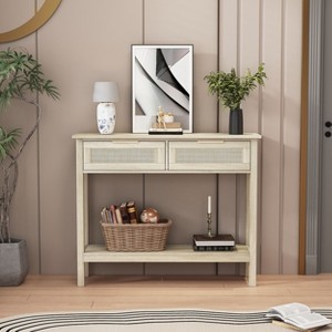 NicBex Rustic Wooden Console Table with Storage Drawers & Open Shelves,Elegant Sofa Table for Entryway,Hallway,Living Room,Espresso - 1 of 4