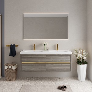 Whisen Pre-Assembled Floating Wall-Mounted Bathroom Vanity with Stone Resin Sink, U-Shaped Storage Drawers - 1 of 4