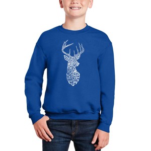 LA Pop Art Types Of Deer - Boy's Word Art Crewneck Sweatshirt - 1 of 3