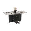 Foldable Dining Table with 6 Wheels,Drop Leaf Design, 2-Layer Storage Shelf, Compact for Small Rooms (Carlo Wood, 47.2" D x 23.6" W x 29.5" H) - 4 of 4