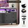 63"W  TV Stand with 10 Fabric Drawers for 65-75 Inches TV,  Entertainment Center TV Console Table with LED Lights & Power Outlets & Shelves - 3 of 4