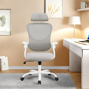 GlasFlength Seating Sets with Headrest and Flip-up Armrests, Ergonomic Mesh High Back Rolling Swivel, Castors, for Office, Gray, 26.7"*26.7"*53" - 1 of 4