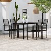 vidaXL Dining Set Black Powder-coated Steel, PVC Hollow Rattan, Glass - 55.1" Table Length 4 Items - 2 of 4