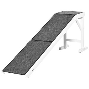 Skyzone 49" Pet Ramp for Dogs & Cats - Non-Slip Carpet Surface, Pine Wood, White/Gray, Supports Up - 1 of 4