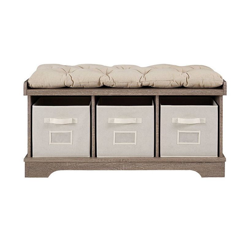 42" Upholstered Wood Entryway Bench with Storage - Saracina Home, 5 of 8