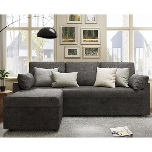 AMERLIFE 2 in 1 Pull Out Sofa Bed with Storage Chaise - 1 of 4