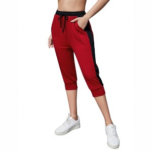 Coolmee Women's Pants Cropped Joggers with Pockets Elastic Waist Drawstring Sweatpants - 1 of 4