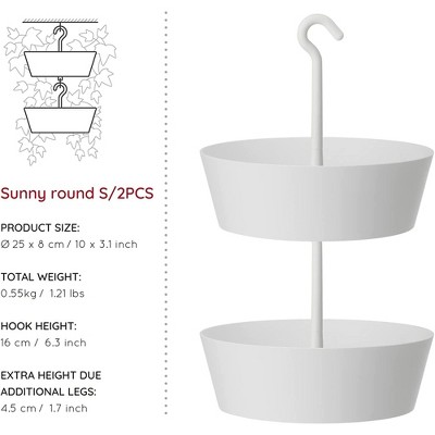 White Double Tiered Plastic Hanging Planter, 10 Inches