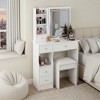FONTOI 29.2"W/37"W/41"W Makeup Vanity Table Desk with Mirror Left Bedside Cabinet Stool Dresser Set for Woman Bedroom Dressing Room, Black/White - 2 of 4