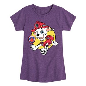 Girls' - Paw Patrol - Marshall Fire Fighter Sketch Fitted Short Sleeve Graphic T-Shirt - 1 of 4