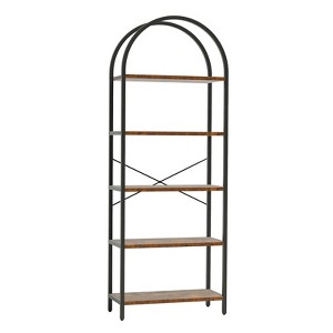 Bookshelf 5 Tier Arched Bookcase, 71" Tall Industrial Open Book Shelves for Living Room - 1 of 4
