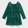 Girls' Adaptive Long Sleeve Velour Dress - Cat & Jack™ Green - 2 of 4