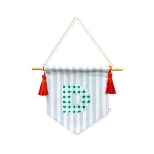 Ramus & Co. "A B C" Blue Striped Create-Your-Own Banner with Red Tassels and Chenille Letter Patch - 1 of 3