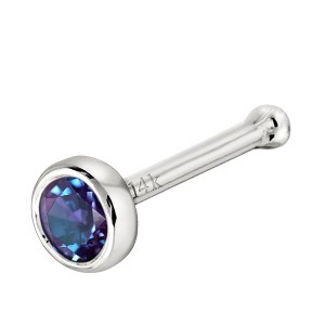 Jewelry Avalanche 22G 14K Gold Bezel-set Alexandrite Ball-end Nose Stud - 1 of 3