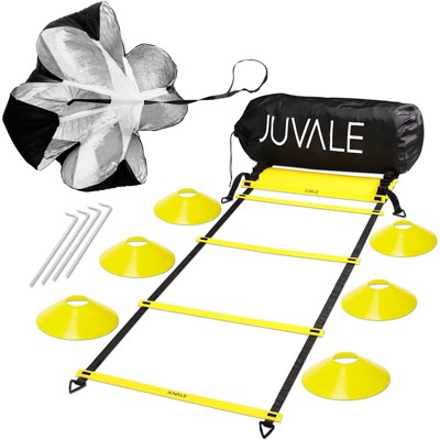 Juvale Speed and Agility Ladder Training Set with 6 Cones and Resistance Parachute, 20 Feet