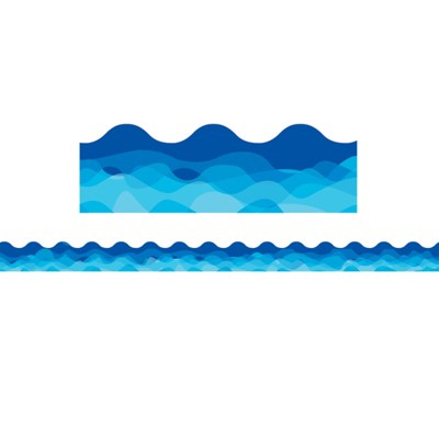 Creative Teaching Press Waves Of Blue Wavy EZ Border, 48 Feet (Pack of 6)