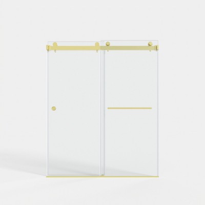 Cesicia 55-59x72 inches Brushed Gold Double Sliding Shower Door