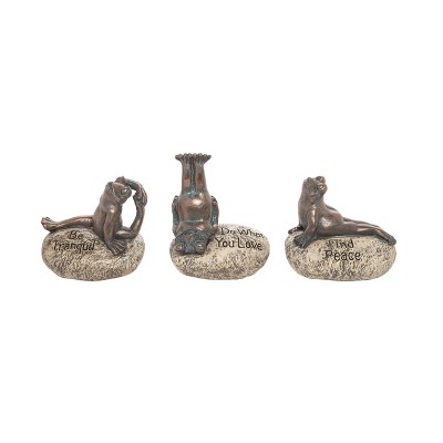 Transpac Resin Inspirational Yoga Frog Figurine Set of 3 Spring Home Decorations